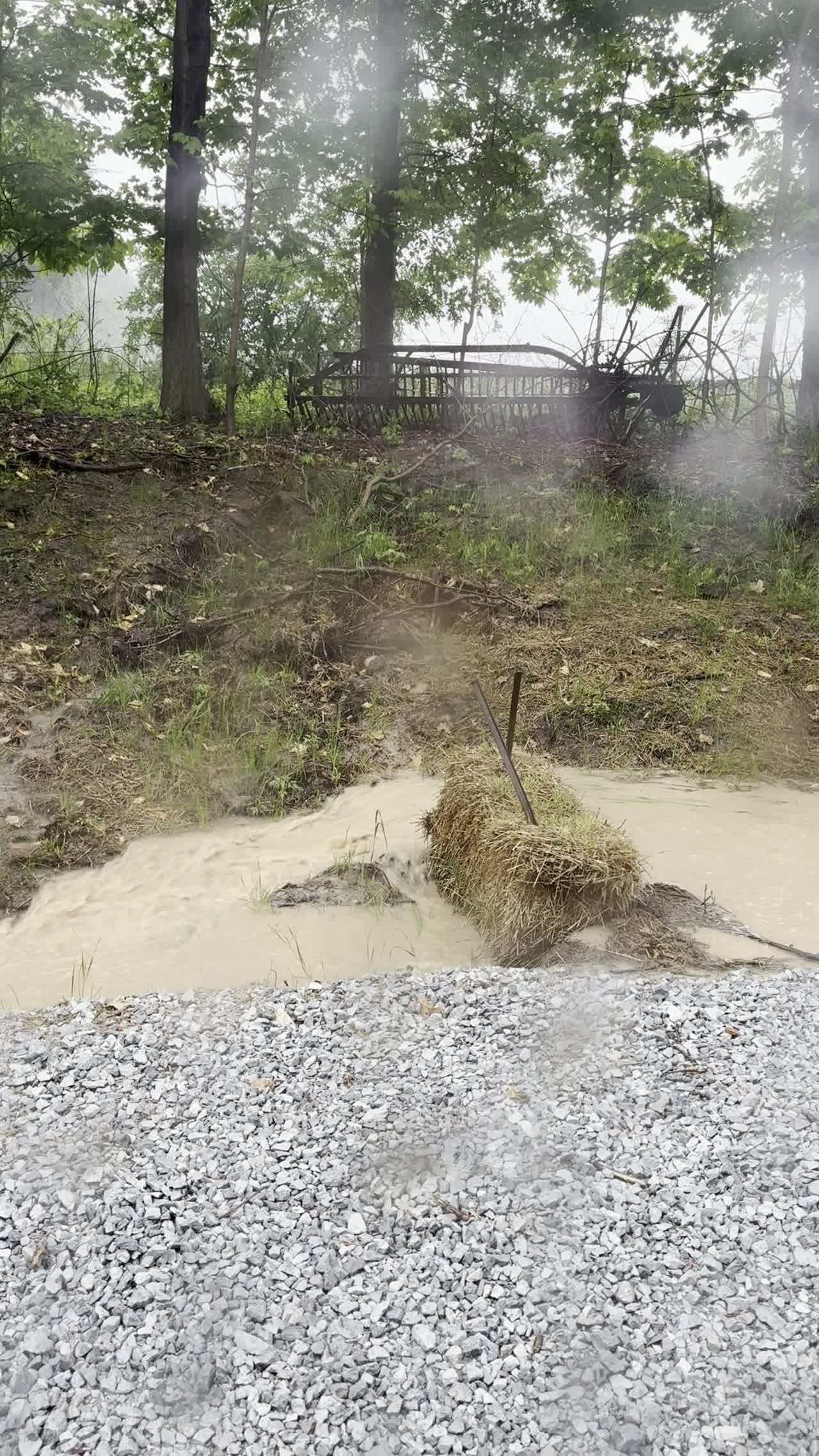 Runoff bypassing the straw-bale filter
