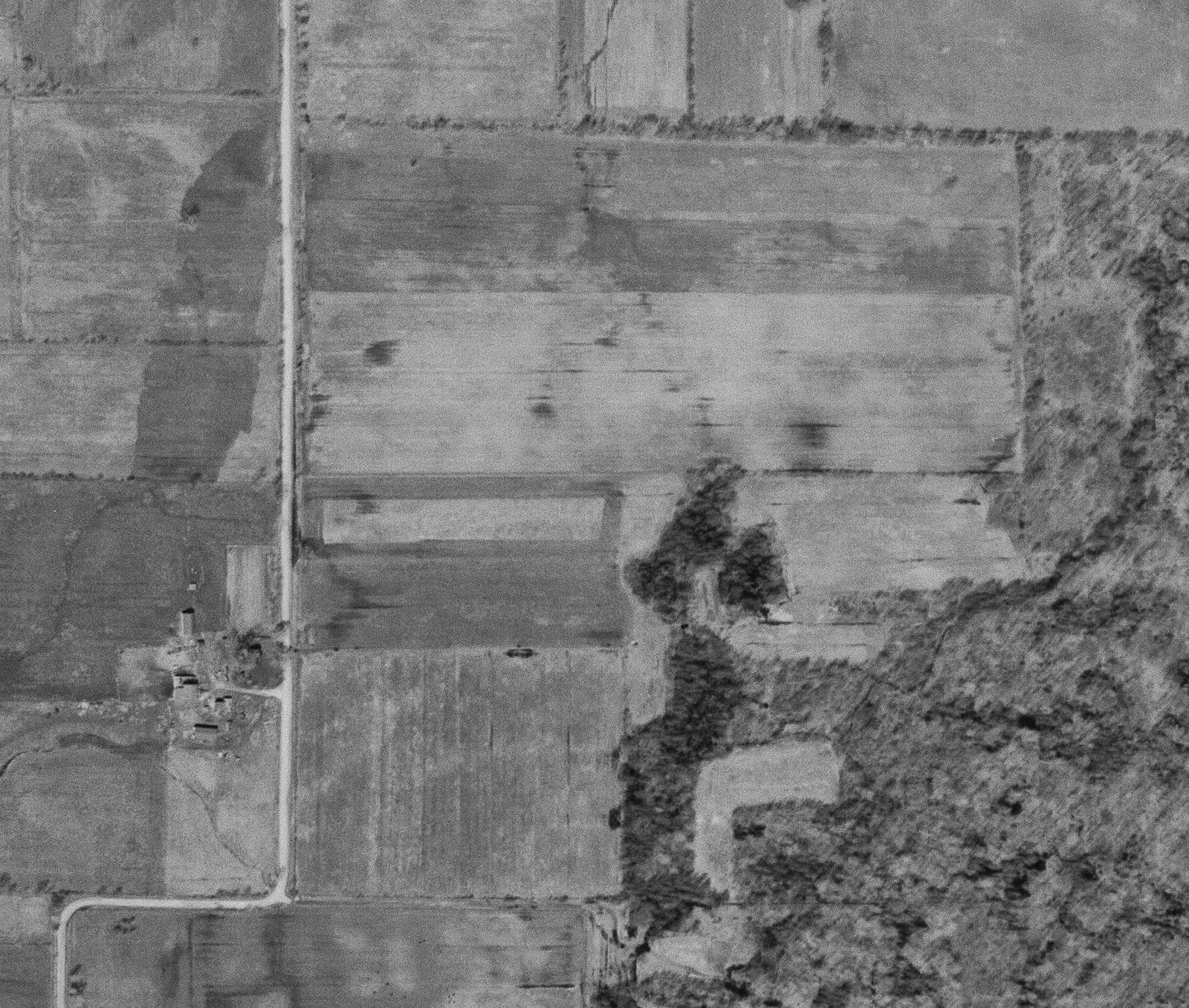 1969 aerial — the parcel has been farmland for as long as the record shows. Every image since shows the same.